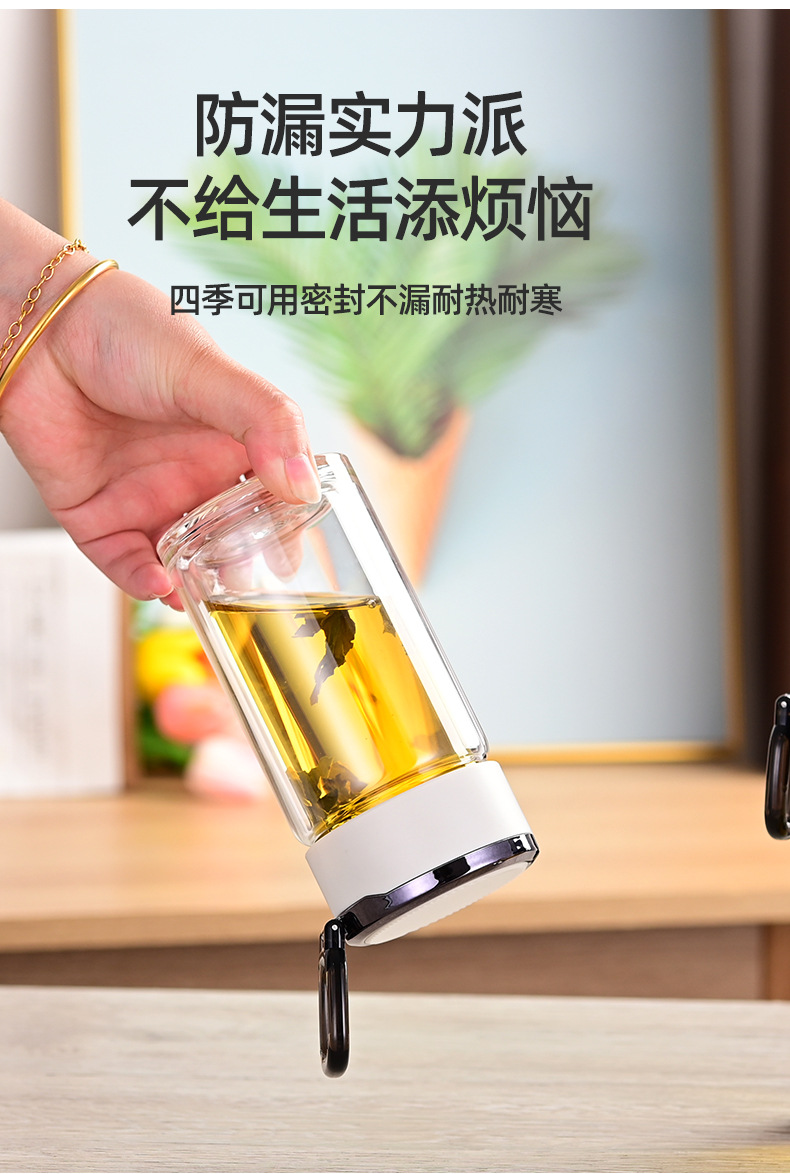 玻璃杯高级感玻璃无铅杯子家用带盖高硼硅双层新款高颜值水杯批发详情15