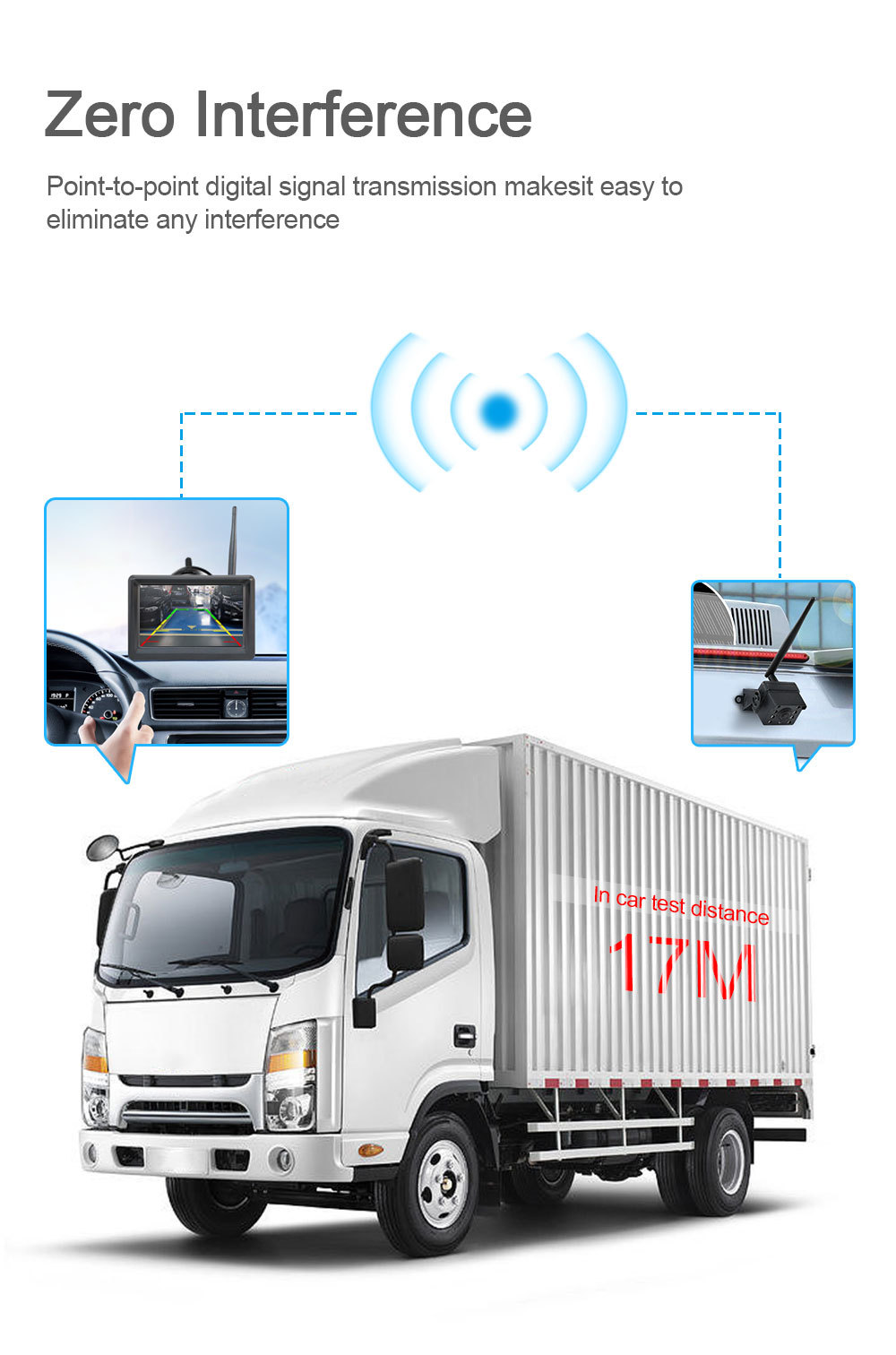 The 5-inch universal display screen for small cars is equipped with a built-in digital wireless high-definition 150° rearview reversing camera image system pic 3