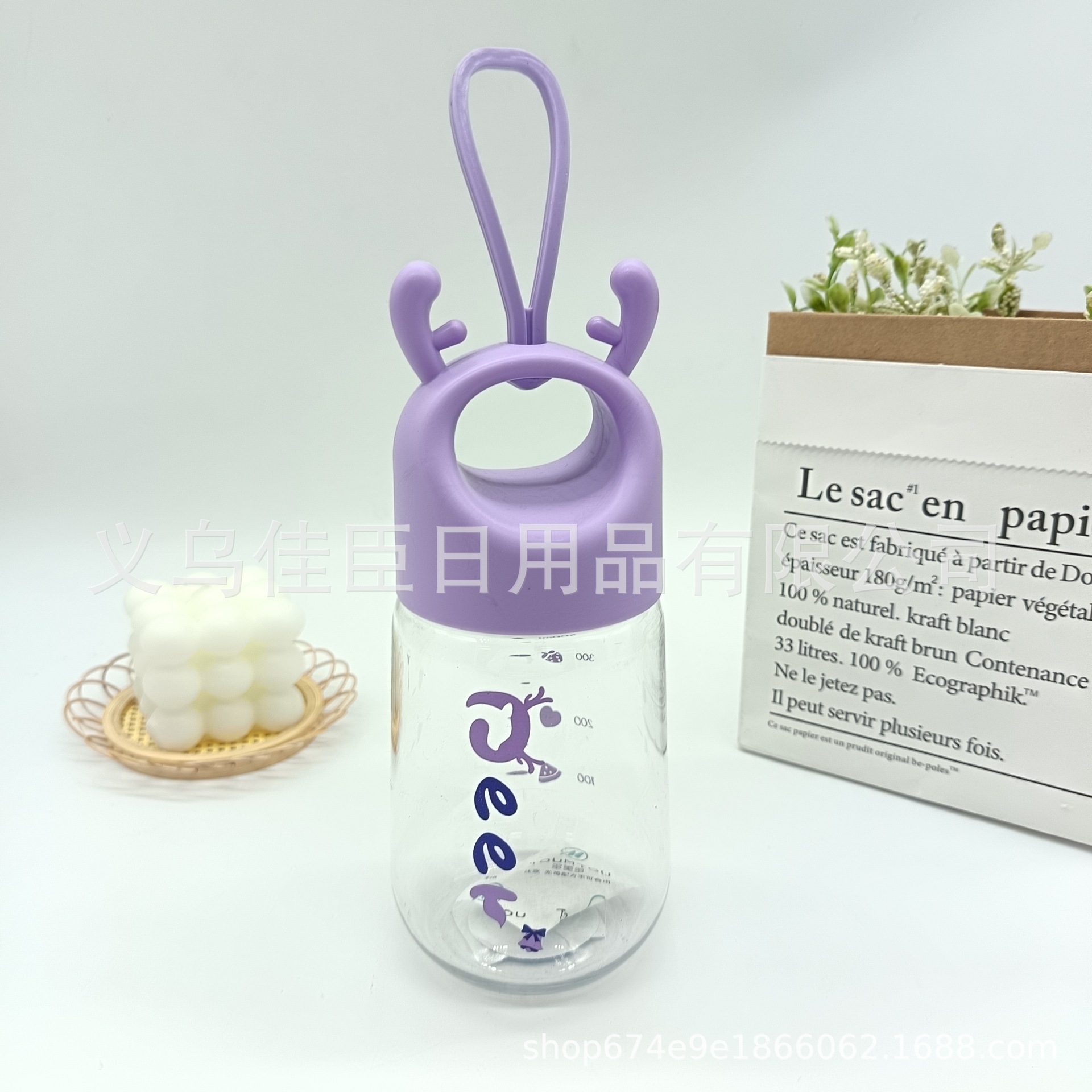 New cute and portable antler drinking water cups for cross-border wholesale, children and students, InS-style cartoon and Internet celebrity bestsellers, lifting ropes pic 1