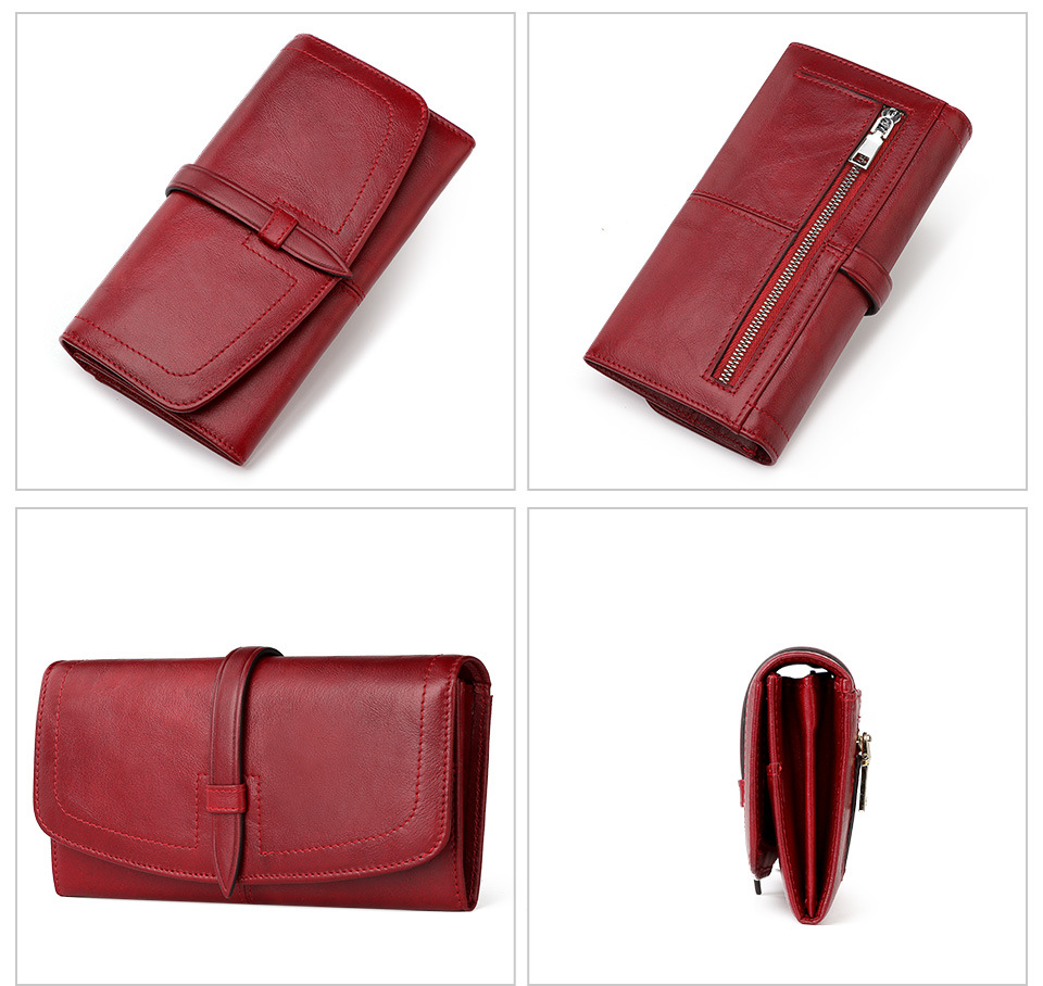 外贸新款欧美女士真皮钱包RFID长款拉链钱夹大容量头层牛皮女手包详情18