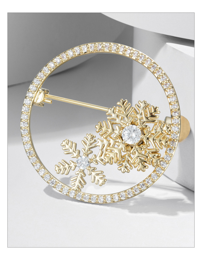 高端大气旋转雪花胸针小众轻奢高级感圆形胸花女礼物西装开衫别针详情7