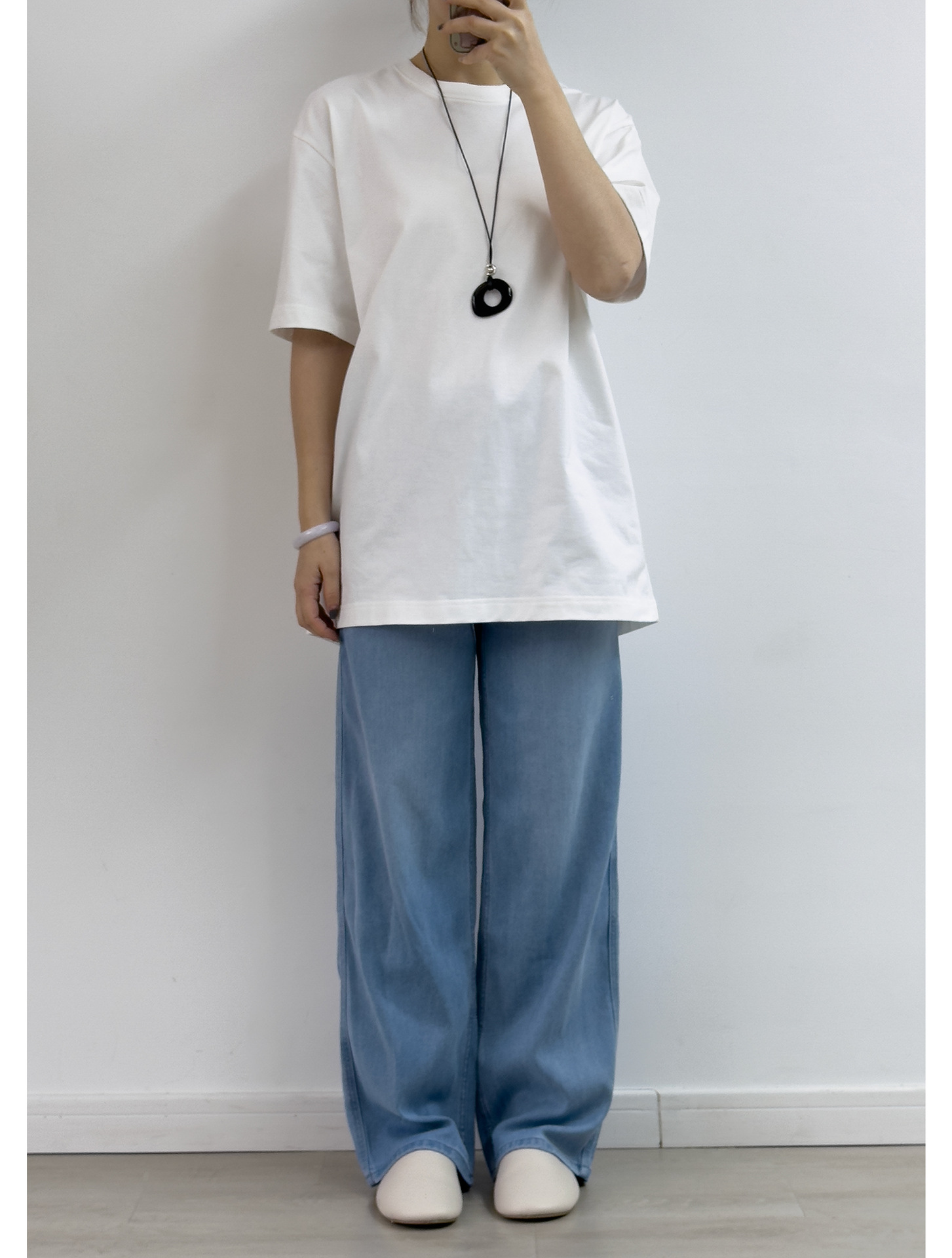 JU柔软~小禾家柜上2.8K/重工洗水轻薄阔腿直筒弹力牛仔裤女C54004详情33