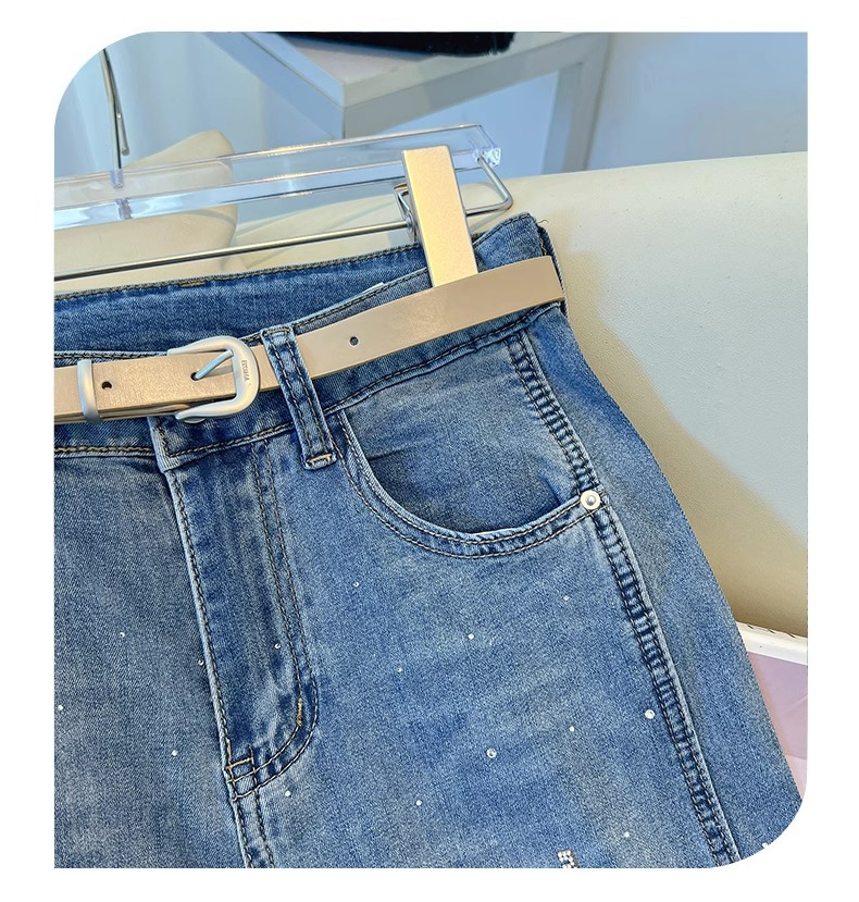 高端镶钻阔腿牛仔裤女春秋季2025新款宽松显瘦烫钻垂感窄版直筒裤详情13