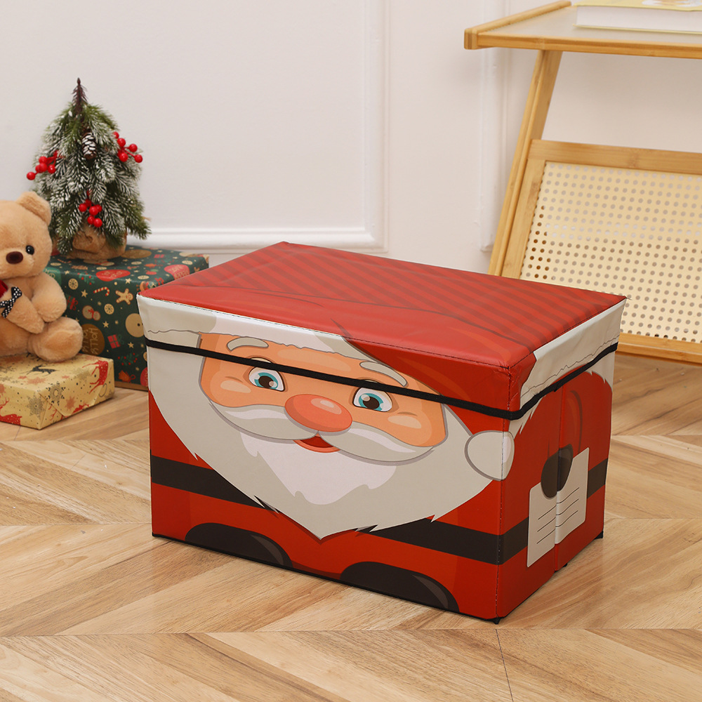 Christmas large-capacity storage box, foldable seating storage stool with lid, can hold cotton quilt storage box wholesale pic 8