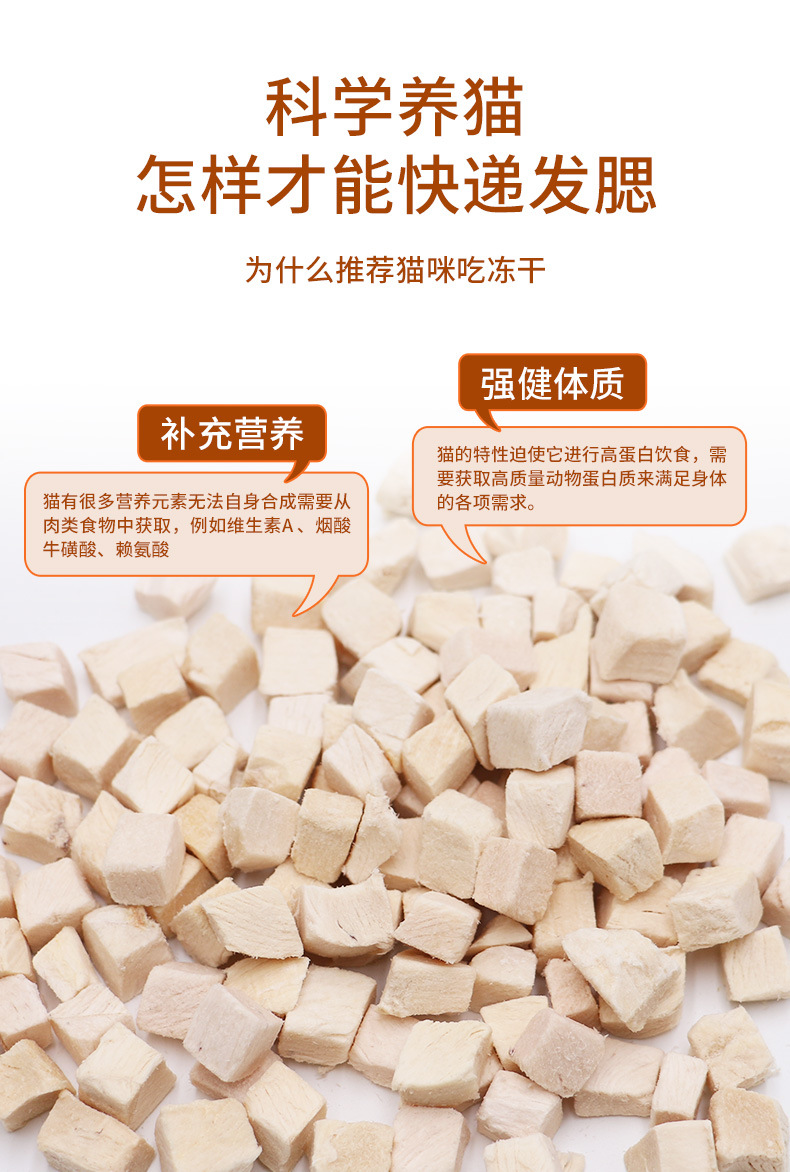 冻干鸡肉粒猫咪零食生骨肉精筛鸭肉鸡小胸鸭胸宠物冻干猫猫零食详情5