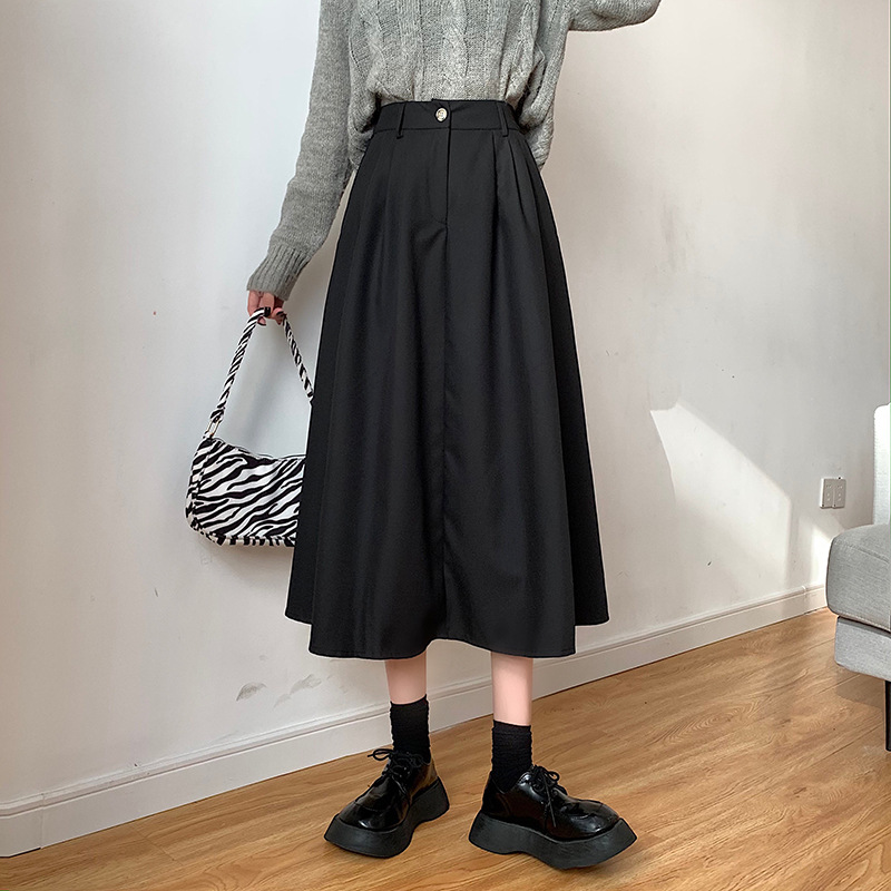 The new Korean-style slimming MIDI skirt for women in the 2022 autumn and winter season is in vogue with A large swing A-line skirt trend pic 35