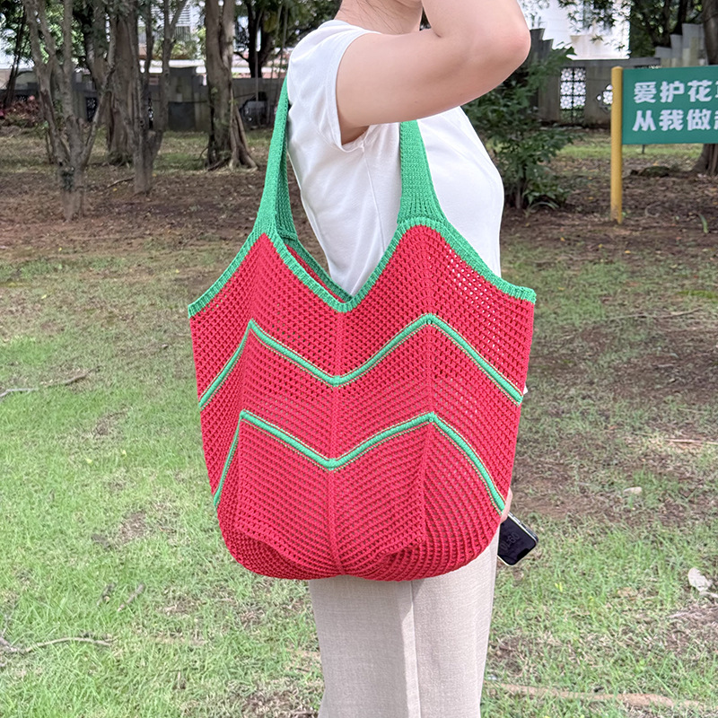 Casual large-capacity knitted bag for women 2025 new style, trendy, versatile and stylish single-shoulder bag, fashionable tote woven bag pic 8