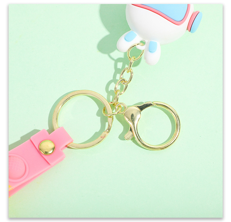 PVC soft rubber keychain, small pendant, doll wholesale, car key chain, hanging decoration, space rabbit cartoon keychain pic 12