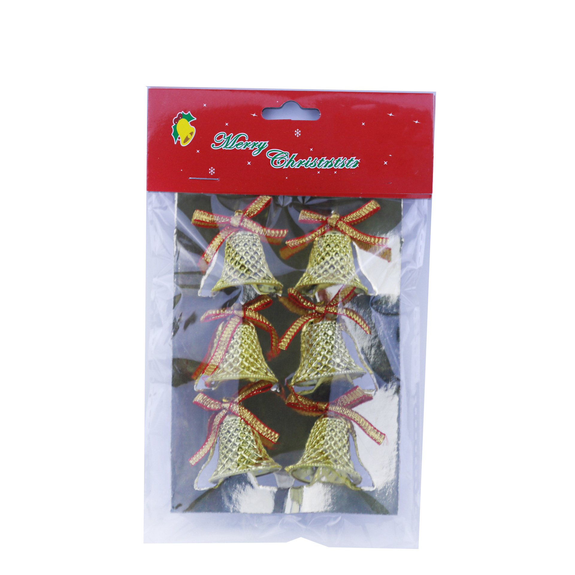 3cm 6/卡圣诞树铃铛装饰挂件大圣诞铃铛装打粘字牌蝴蝶结厂家直销详情5