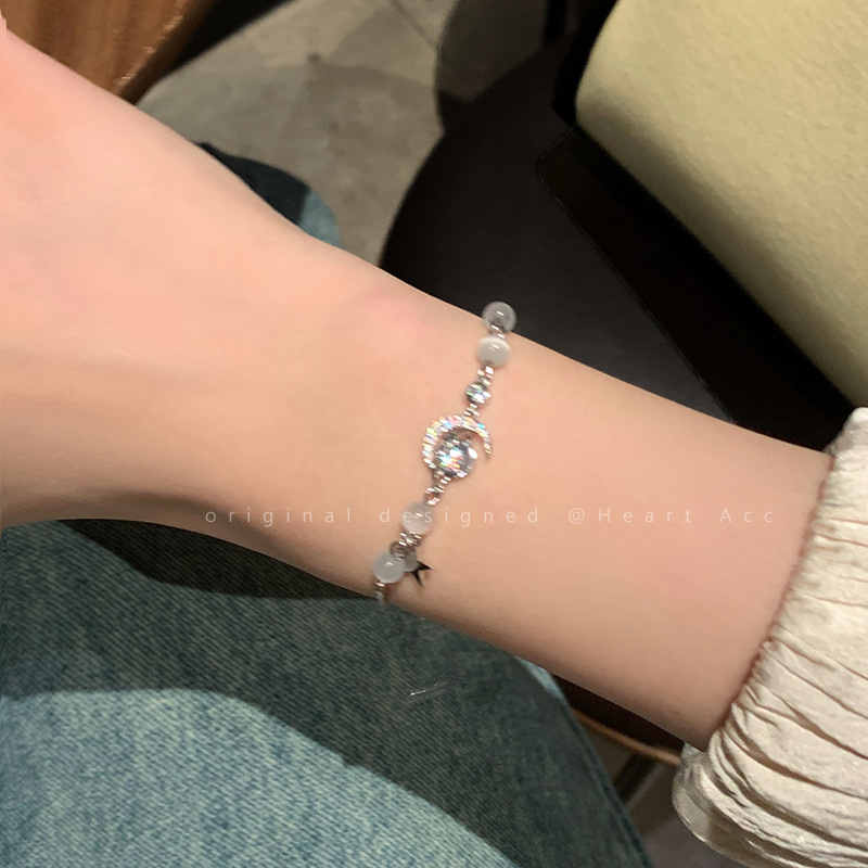 猫眼石星月锆石手链女闺蜜抽拉式可调节手饰轻奢冷淡风高级感配饰详情8