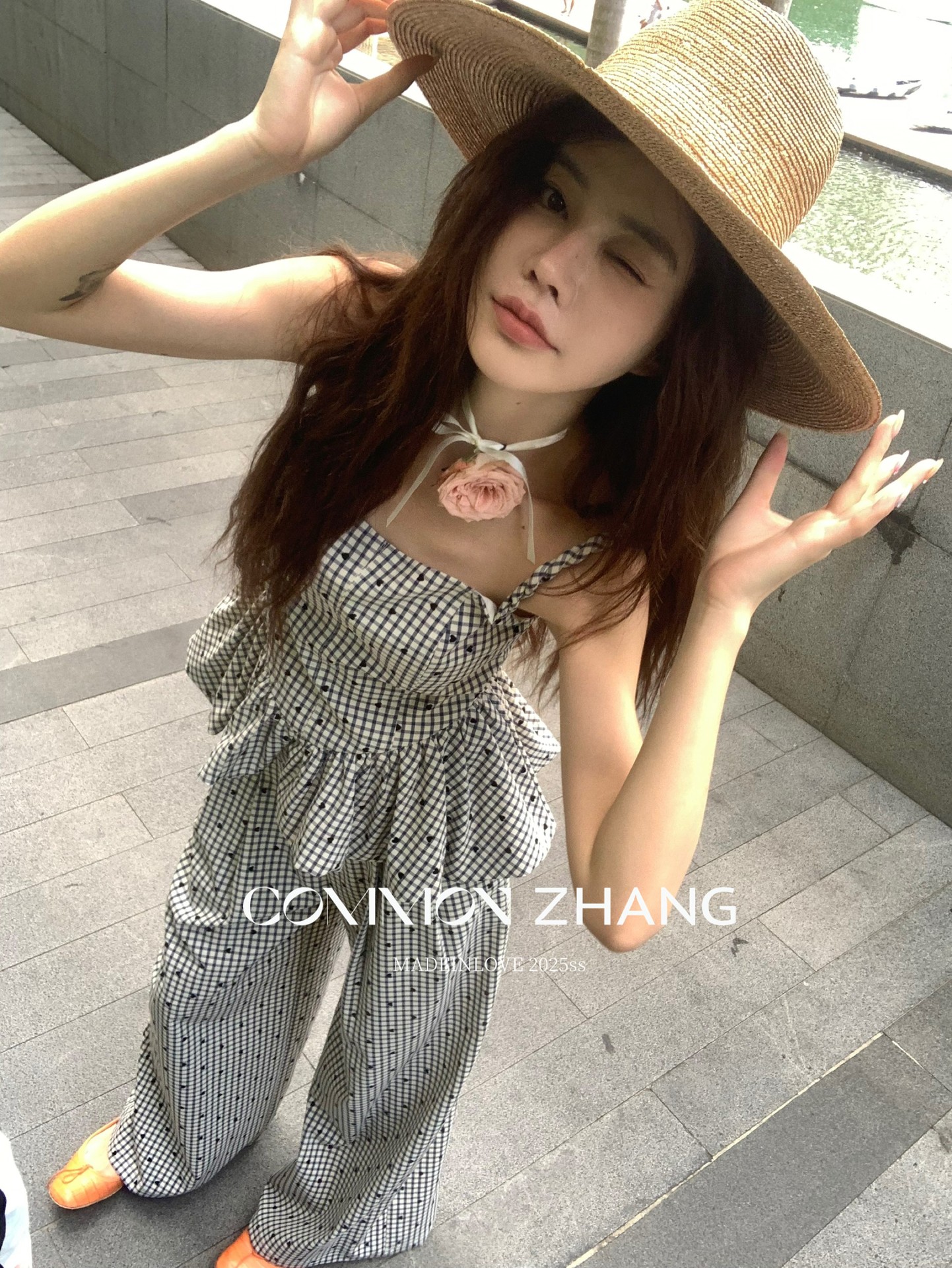 CZ ZHANG Summer Korean stylish striped checkered polka dot drape floor-length wide-leg versatile casual pants A24286 pic 11