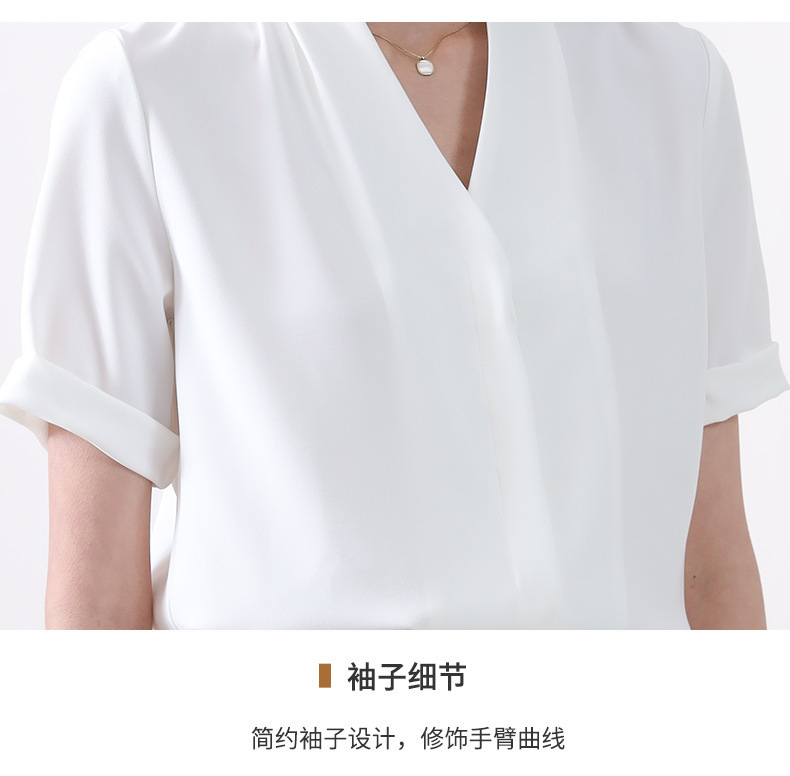 衬衫女夏季短袖大码雪纺宽松弹力白色法式上衣气质百搭职业衬衣详情18