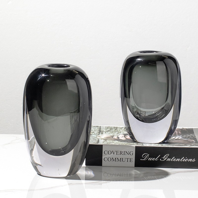 现代轻奢琉璃花瓶客厅插花玻璃花器会议桌玄关摆件高级感玻璃装饰详情20