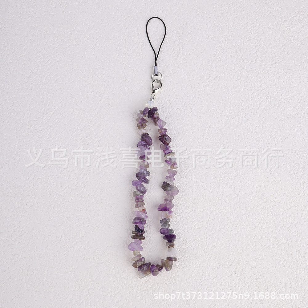 欧美DIY串珠石头手机链 宝石碎石手机链条手腕带天然水晶手机挂绳详情7