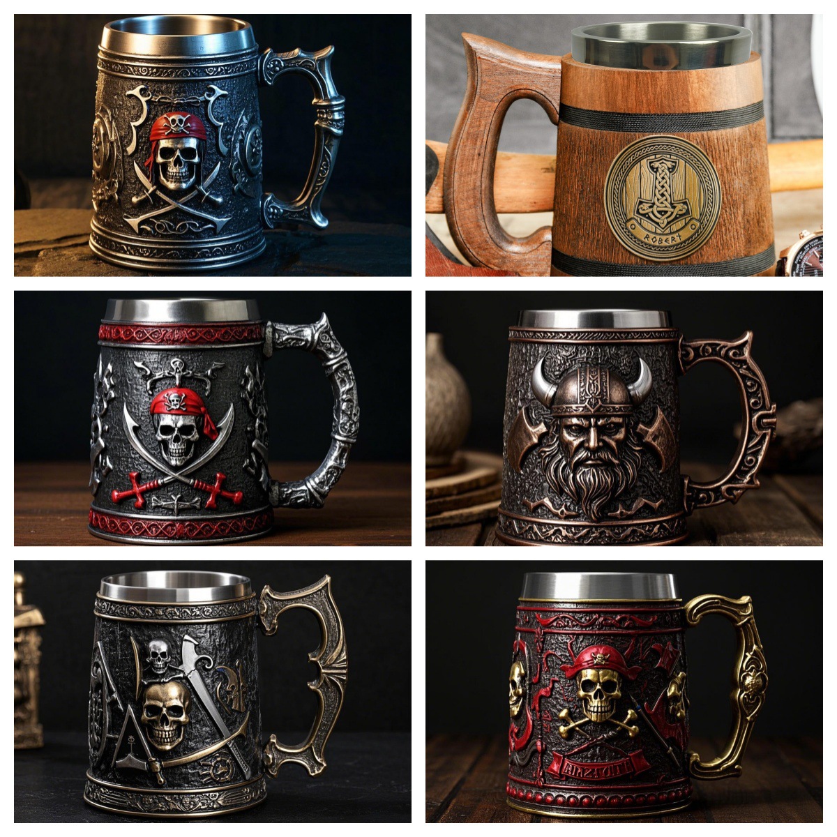 European medieval retro samurai beer mugs, sword handles, mug coffee cups, stainless steel water cups, draft beer cups pic 12