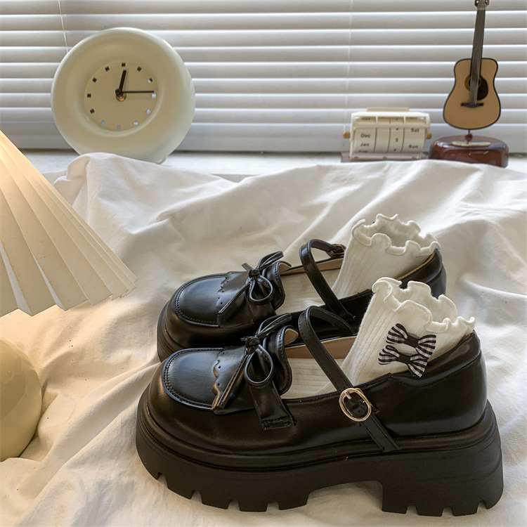 乐福学院风配裙子可爱百搭单鞋2025新款春秋粗跟厚底增高小皮鞋女详情9
