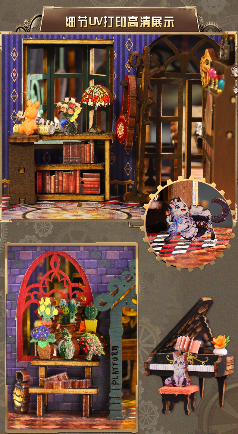 Jiate diy House Trajectory Youcheng Cross-border E-commerce Toy Model Manual Assembly DIY House DIY Bookstand pic 15