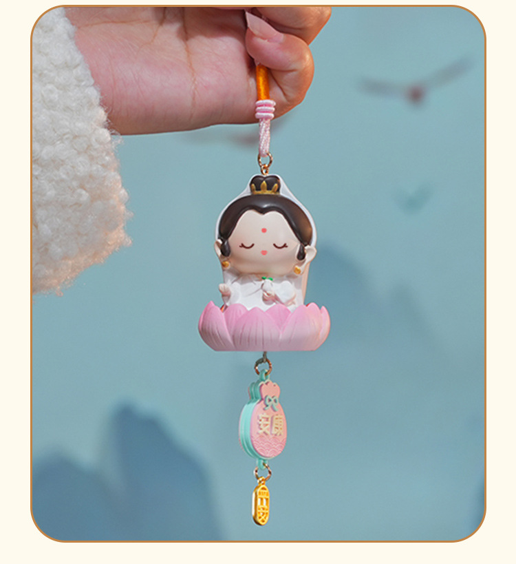 情绪稳定小观音菩萨车载挂件装饰礼物文创摆件莲花玩偶批发详情6