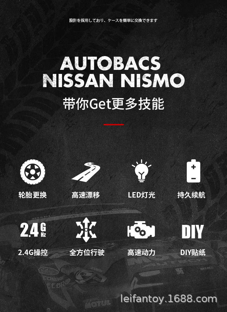 跨境爆款专业rc高速漂移遥控车GTR四驱赛车成人平跑车充电动玩具详情2