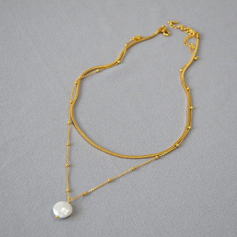 白百何李一桐巴洛克珍珠项链女叠戴蛇骨链设计高级感锁骨链详情7