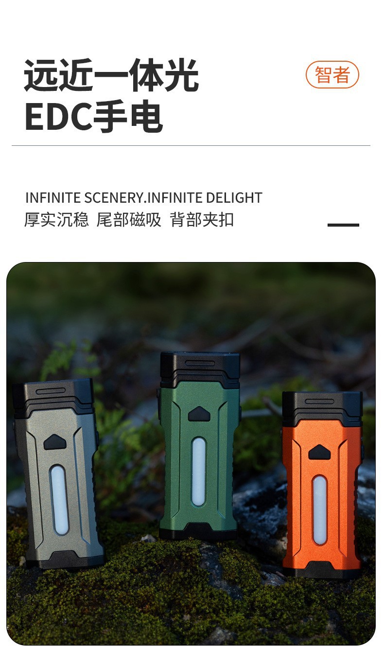 Pailide EDC aluminum alloy multi-functional high-intensity flashlight, RGB colorful outdoor keychain light, warning magnetic work light, high and low beam integrated mountain and camping light pic 12