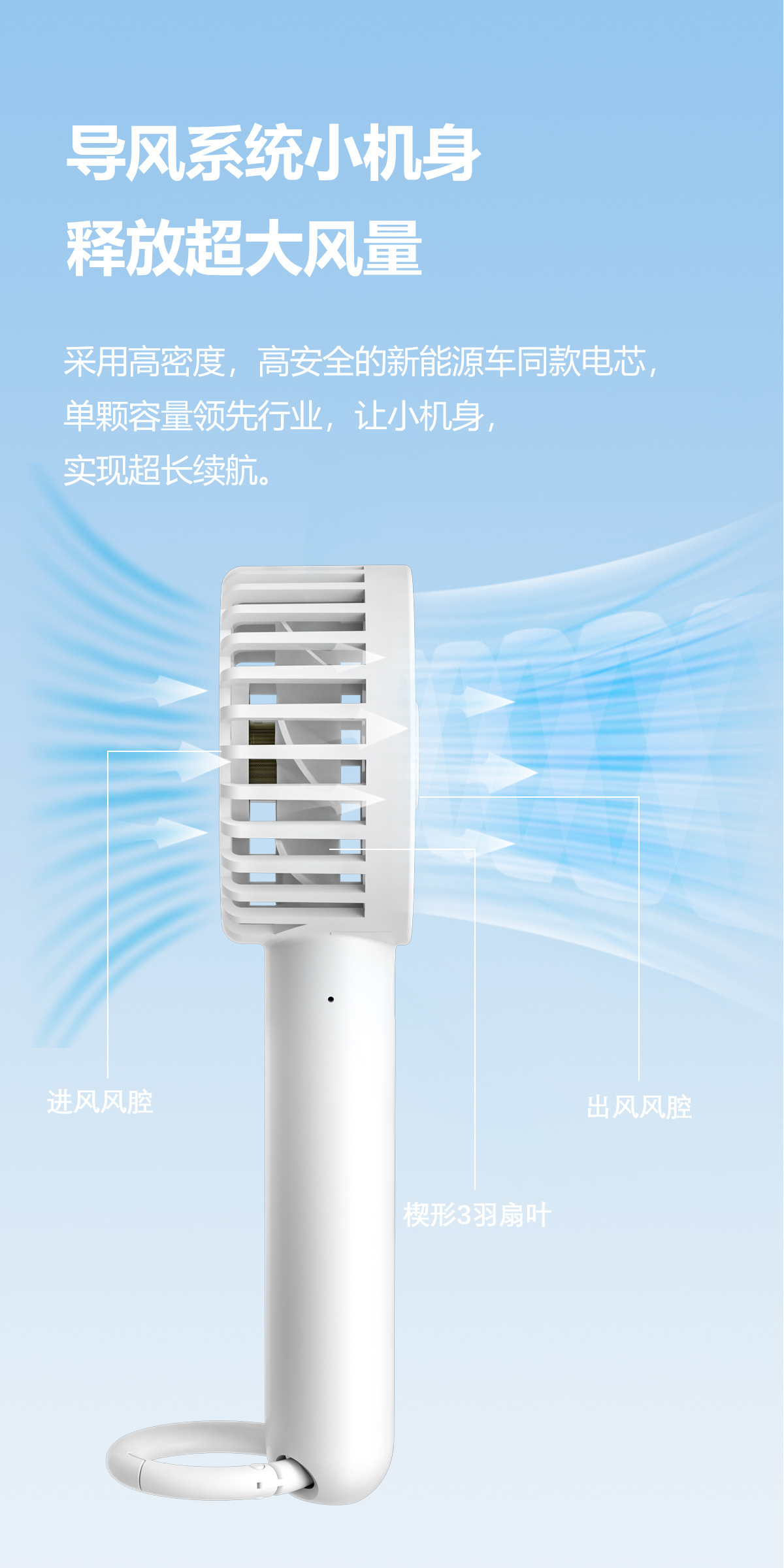 夏季迷你手持风扇礼品小风扇户外便携登山扣挂绳手提风扇厂家批发详情7