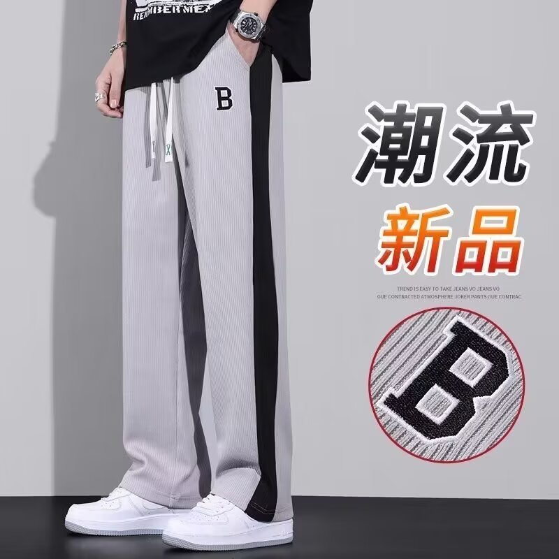 侧边条纹裤子男小众设计感直筒运动卫裤秋季高级感垂坠感休闲长裤详情20