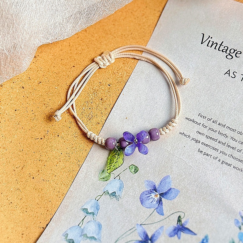 Wholesale of Jingdezhen ceramic bracelets for girls, hand-woven new Chinese-style ancient flower artistic student gift bracelets pic 10