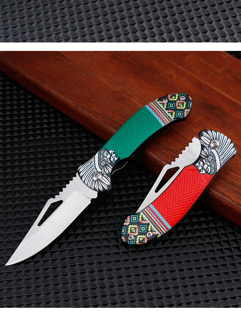 Stainless steel handle 3D printed folding knife, outdoor tool, self-defense, portable folding knife, fruit knife, multiple styles to choose from pic 10