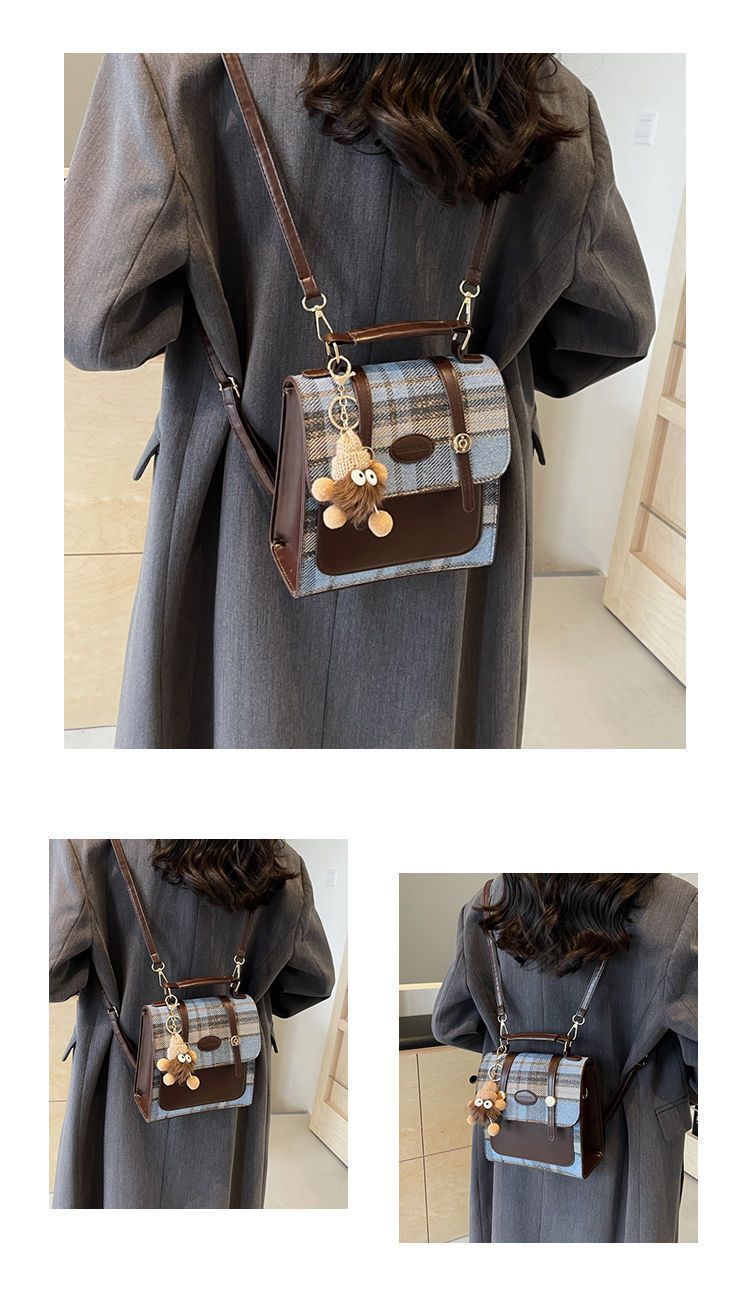 高级感学院风双肩包小众背包2025新款简约格子书包通勤英伦风女包详情10