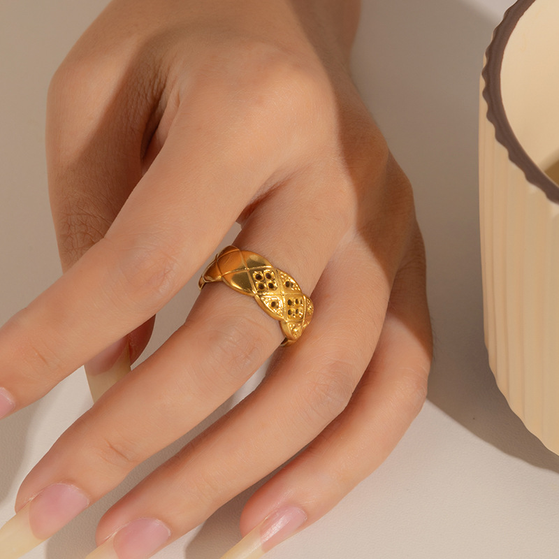 欧美时尚ins风简约钛钢戒指18k镀金不规则几何不锈钢女士饰品热销详情17