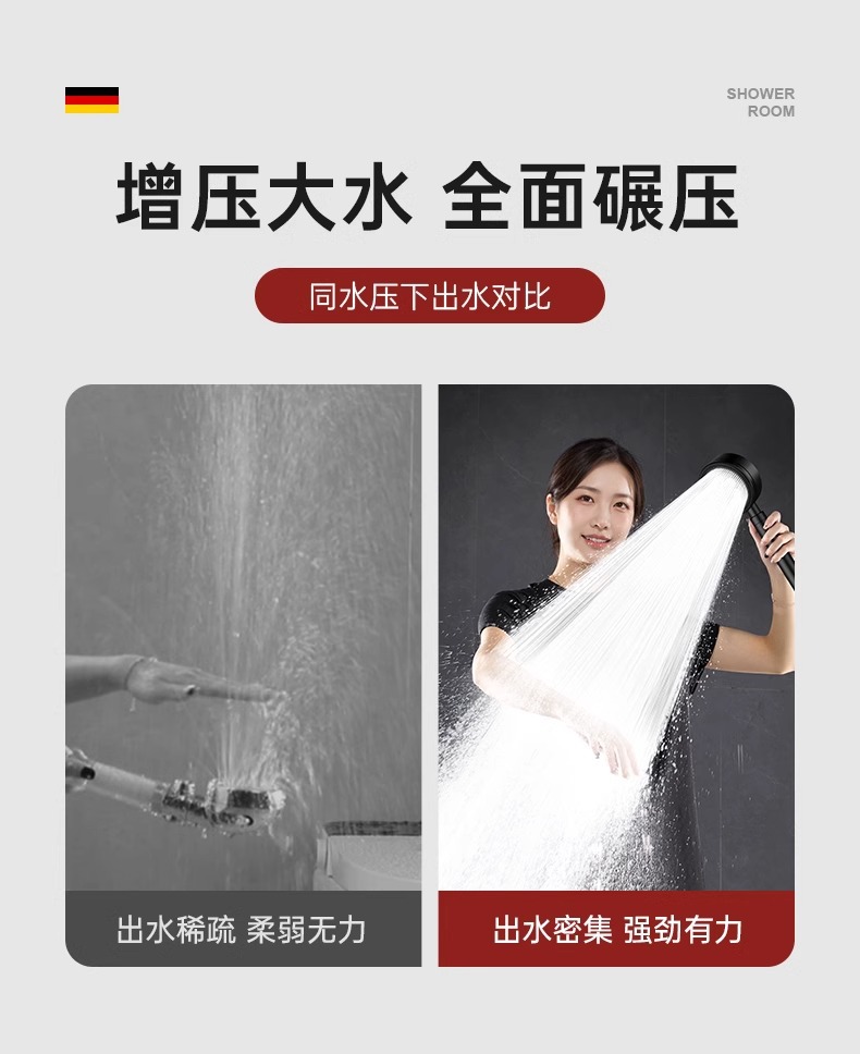 不锈钢增压淋浴花洒喷头家用热水器卫生间洗澡沐浴莲蓬头套装详情2