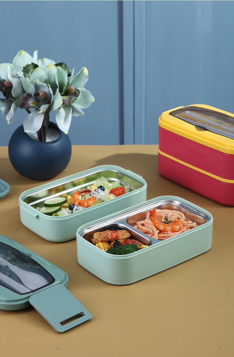 Influencers lunchbox lindo estilo japonés ins trabajador de oficina doble capa estudiante puede microondas especial 304 acero inoxidable separado ben min pic 14