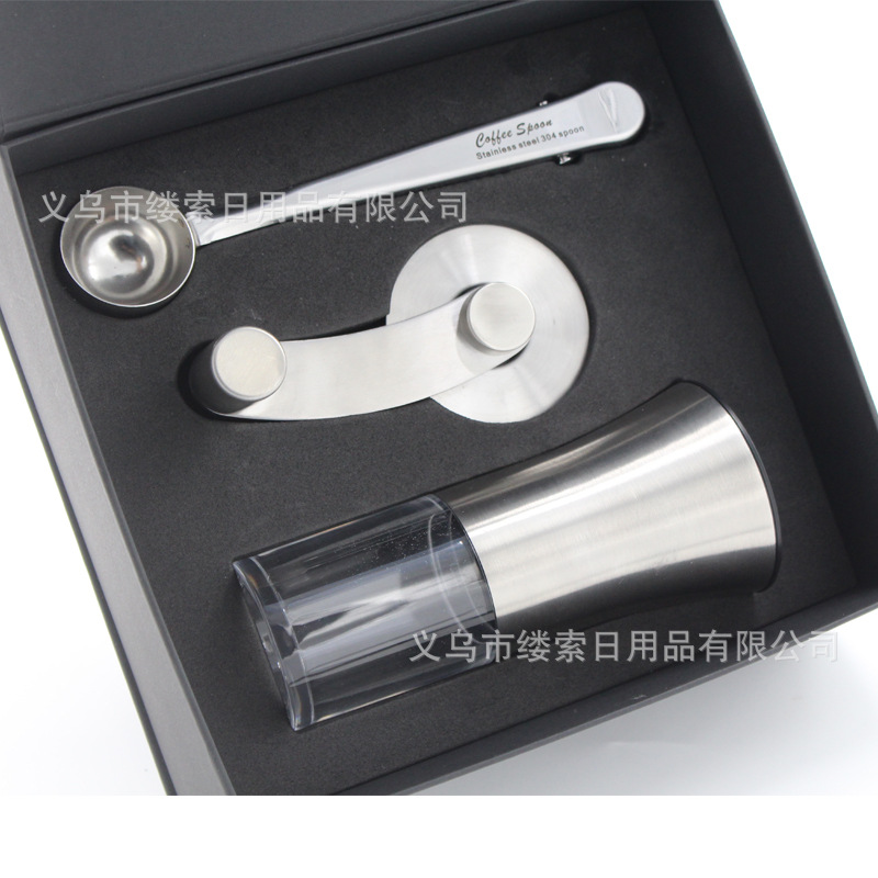Cross-border coffee grinder, manual coffee grinder, 304 stainless steel coffee bean grinder, coffee spoon LOGO available pic 12