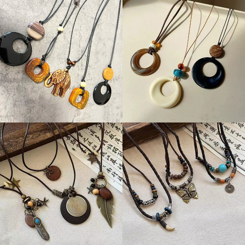 跨境复古民族风吊坠项链网红百搭高级感毛衣链小众简约饰品批发女详情3
