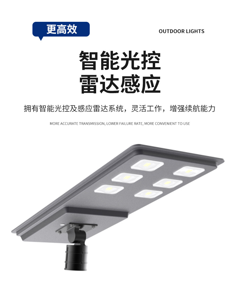 一体化太阳能路灯庭院灯户外雷达感应铝材路灯头东南亚风格详情10