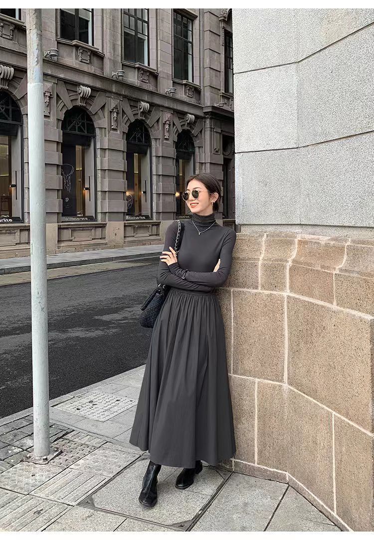 This high-end Hepburn stylish dress is a new Korean style for women in the autumn of 2024. It looks slimming with a knee-length base layer and a long skirt underneath pic 20