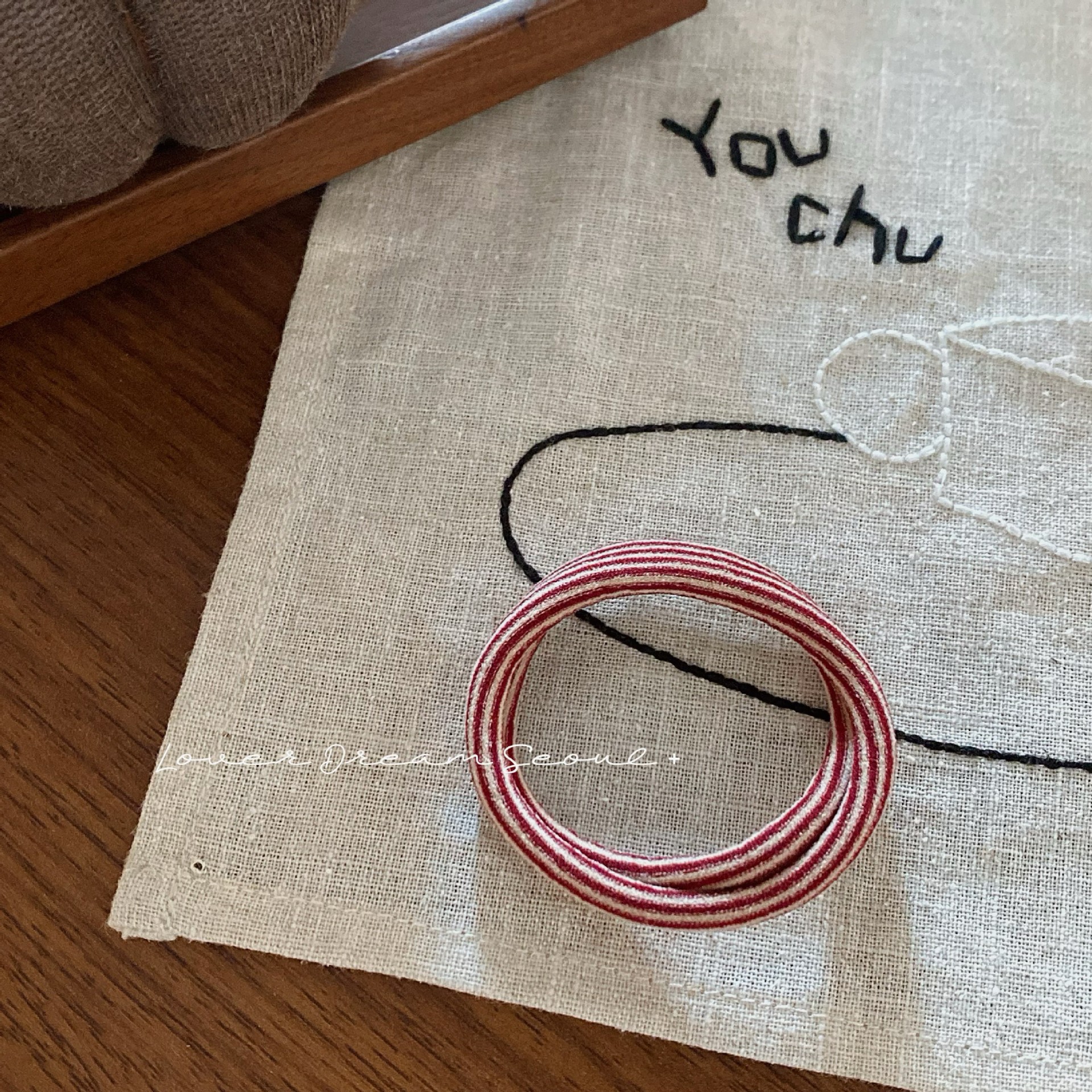 韩国秋冬新款咖色条纹毛巾圈发圈时尚简约高弹力头绳发绳发饰女详情9