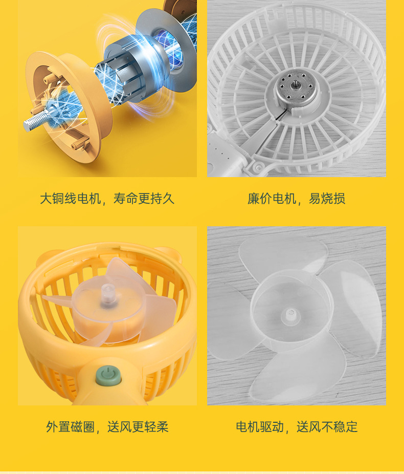 minifanUSB充电手持小风扇卡通可爱迷你小巧户外便携带挂绳跨境详情8