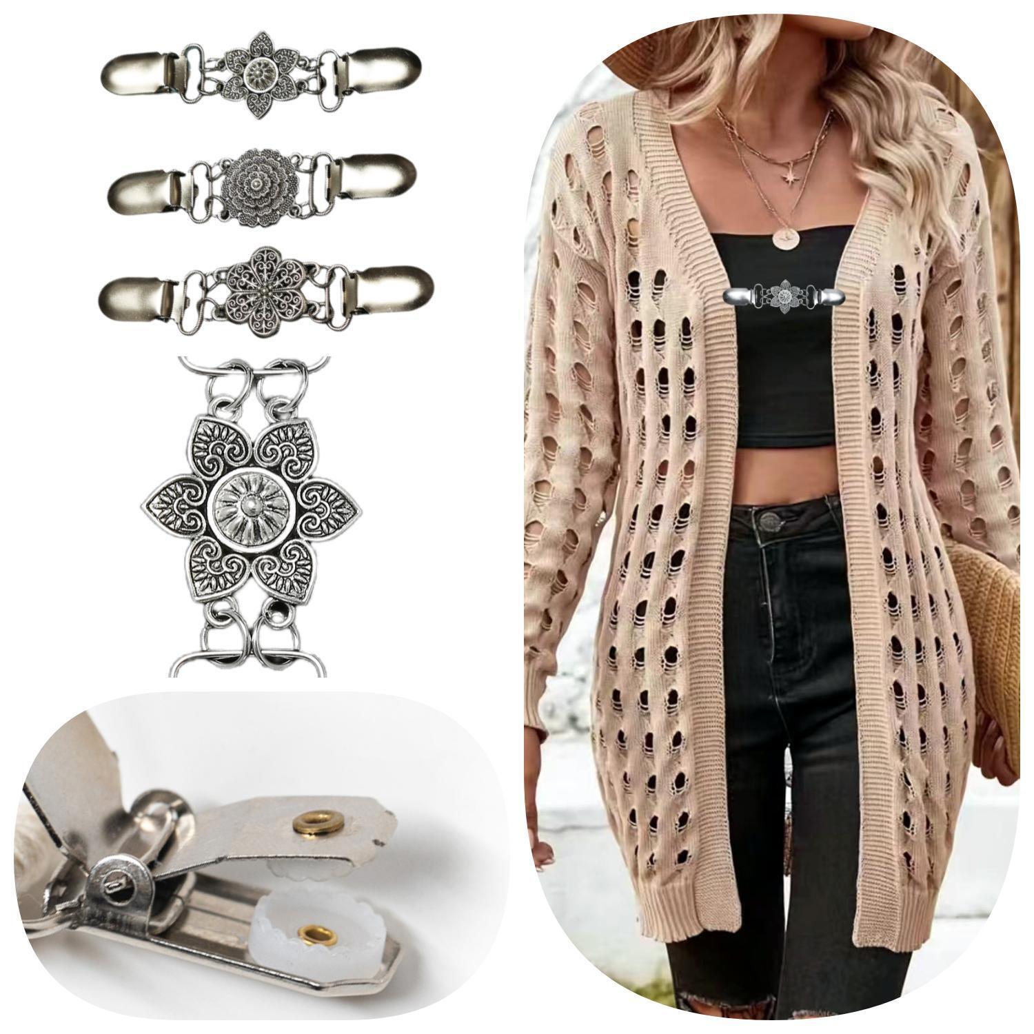 欧美复古合金毛衣夹丝巾开衫扣衬衣领夹防走光束紧夹胸针厂家直销详情19