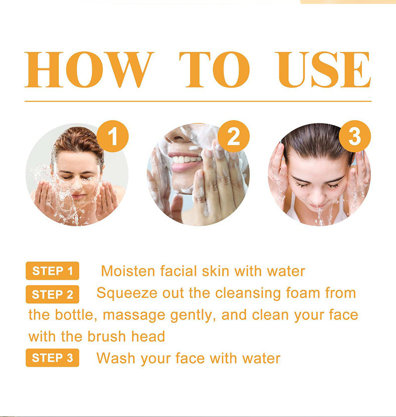 Cross-border VC facial cleanser deeply cleanses the face. Vitamin C facial mousse for export. Two-in-one facial cleanser for washing and removing pic 13