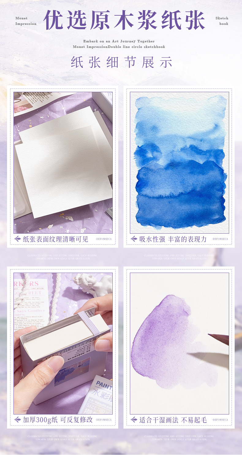 咔巴熊摸鱼本奇妙绘可撕绘画本水彩颜料本手帐笔马克笔专用便携本详情6