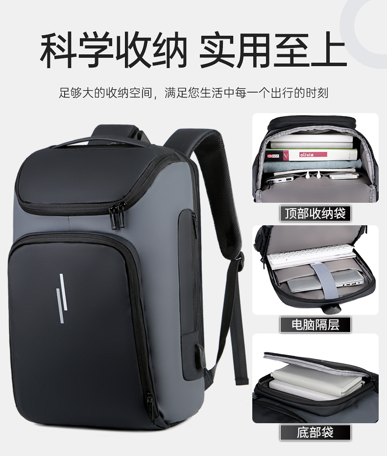 新款都市简约男士商务背包 大学生简约手提电脑包户外旅行双肩包详情7