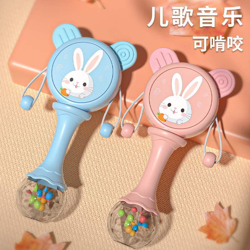 TinkerTot跨境婴儿玩具拨浪鼓0到1岁新生儿3手摇鼓6个月抓握训练可啃咬牙胶详情6