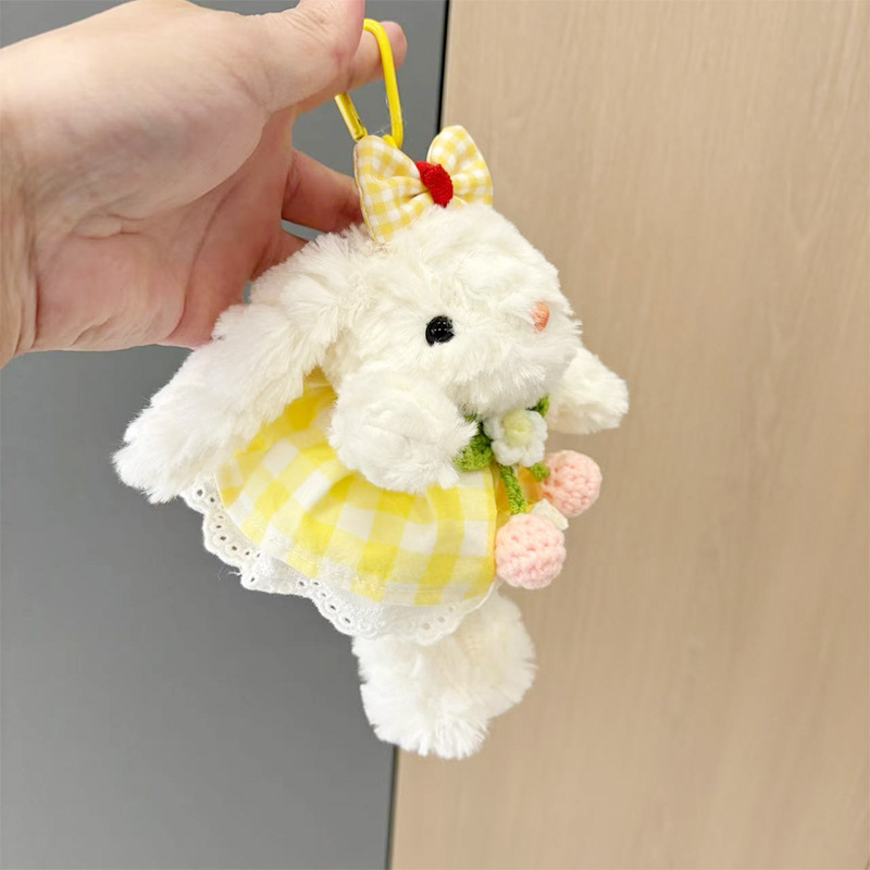 多巴胺格子长耳兔包包挂件小饰品可爱钥匙扣公仔玩偶兔子毛绒玩具详情31
