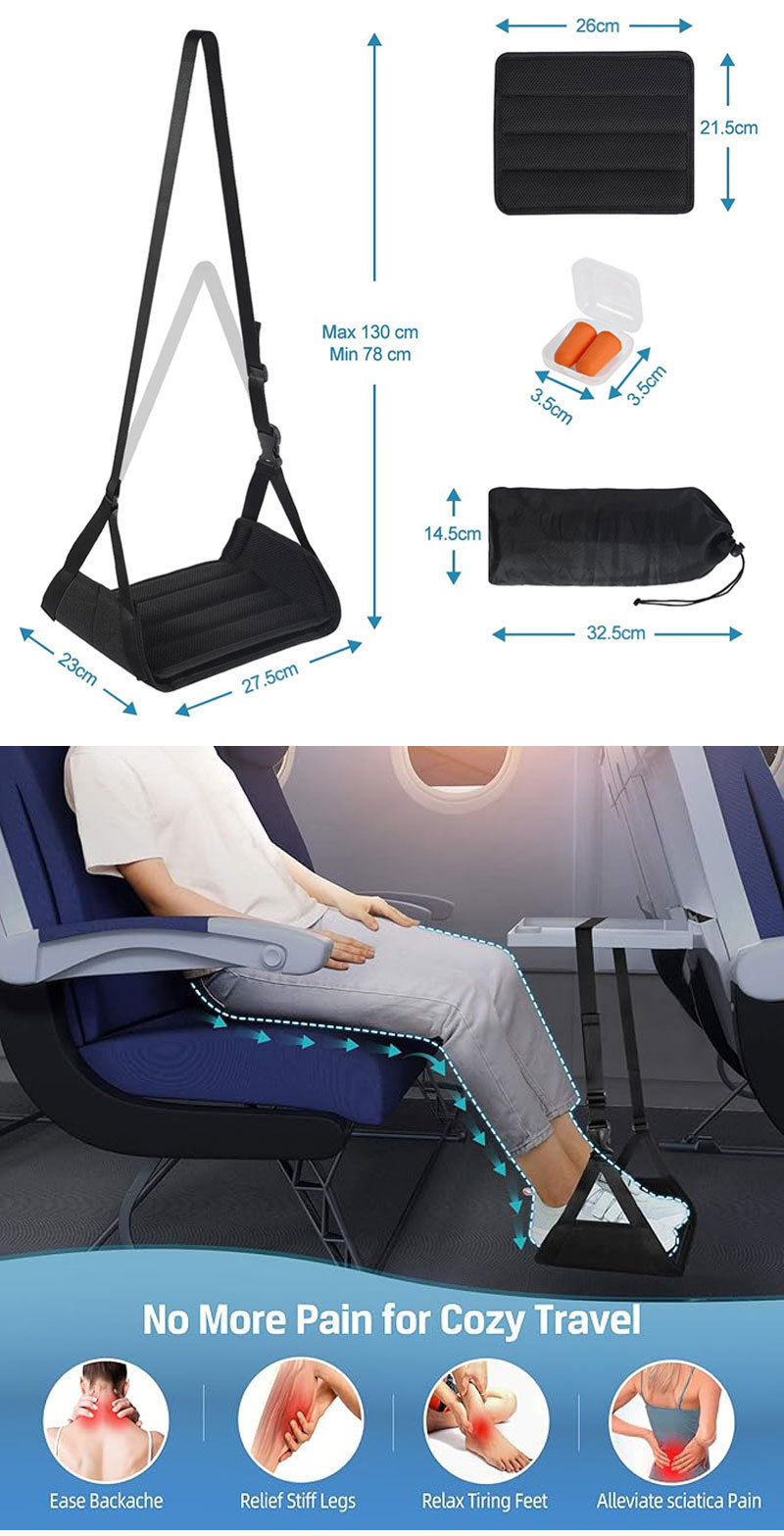 跨境热销飞机吊脚床办公室歇脚吊床出差高铁便捷式长途旅行脚吊床详情6