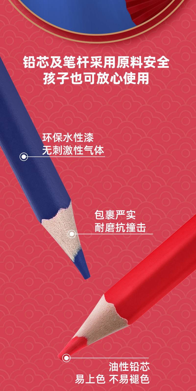 施柏德跨境红蓝双色木工铅笔绘图划线画线六角杆撞色彩铅记号笔详情7