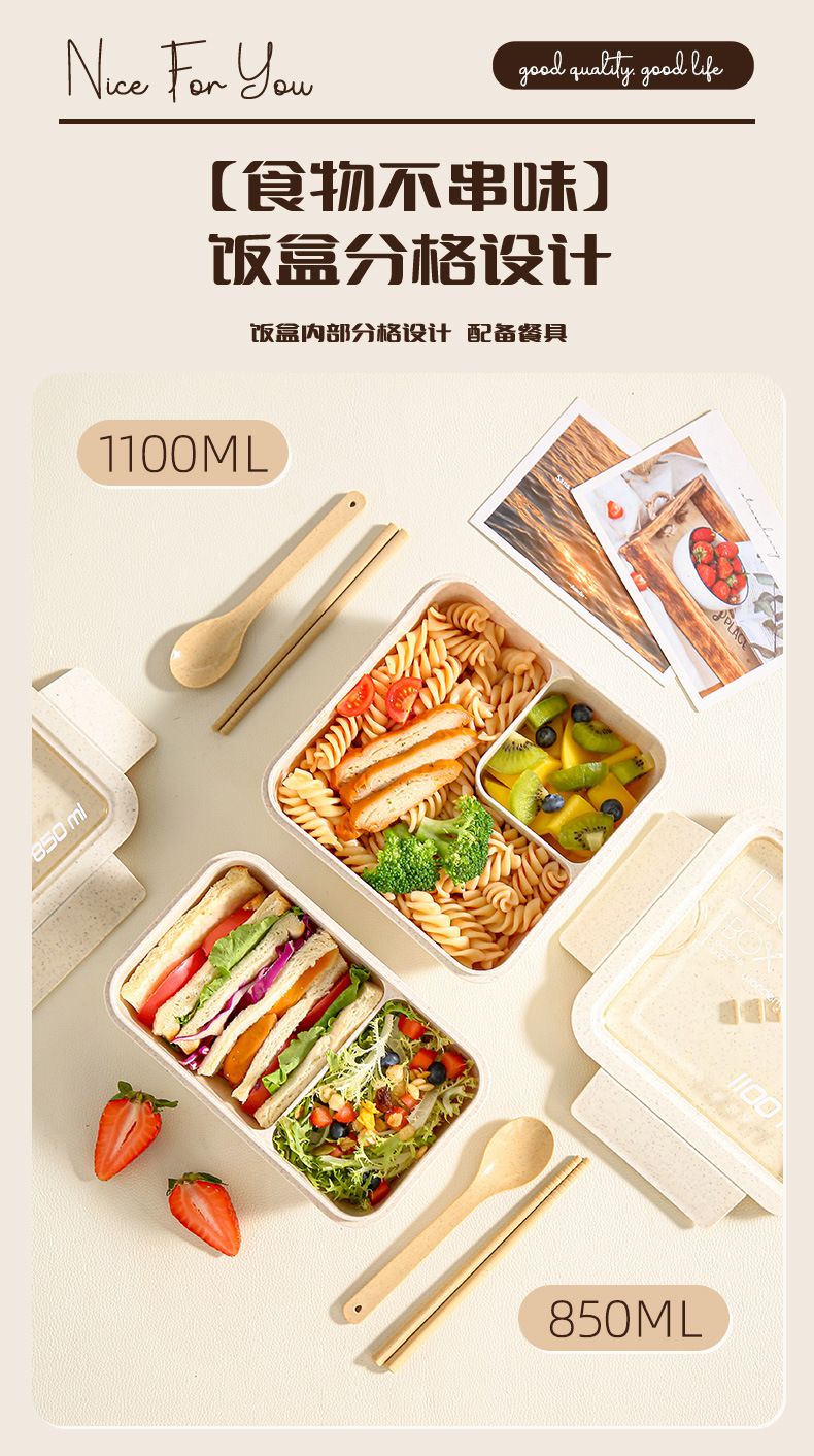 饭盒可进微波炉上班族便当盒女生轻食减脂分隔午餐盒学生lunchbox详情12