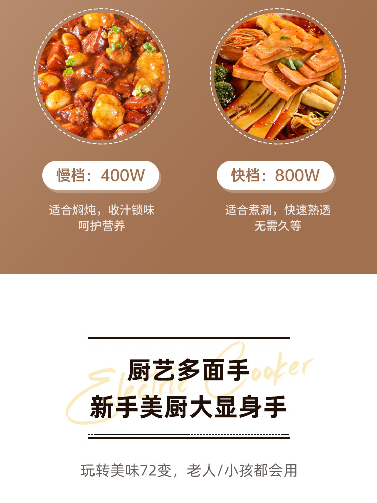 小黄鸭双柄电热锅多功能蒸煮锅不粘内胆电火锅家用学生宿舍电锅详情12