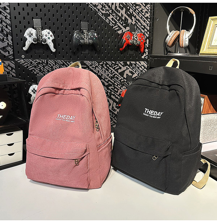 跨境港风双肩包男士大容量休闲韩版帆布大学生高中书包女潮流背包详情22